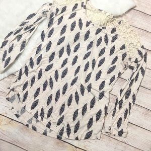 Feathered with lace back long sleeve